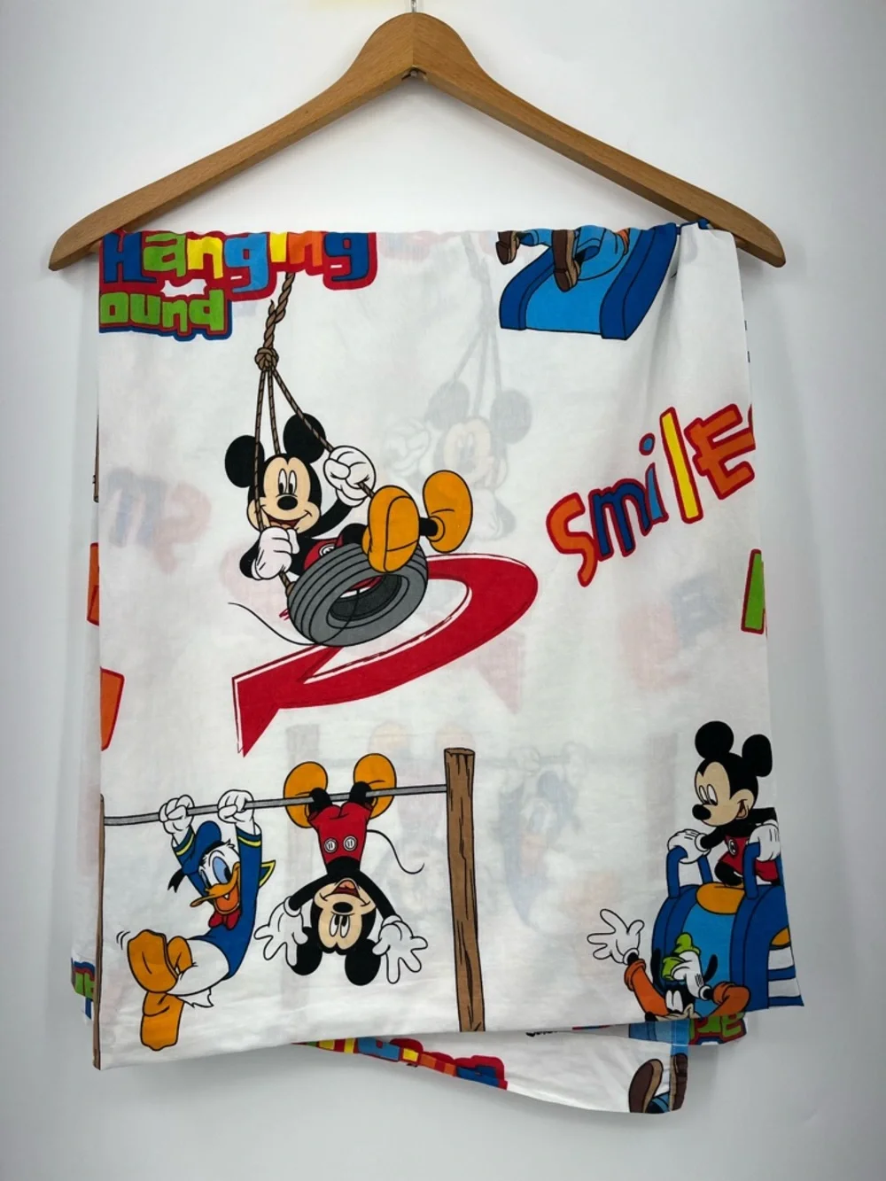 Vintage Disney Twin Mickey Bed Sheet just hanging 0485 around rainbow primary